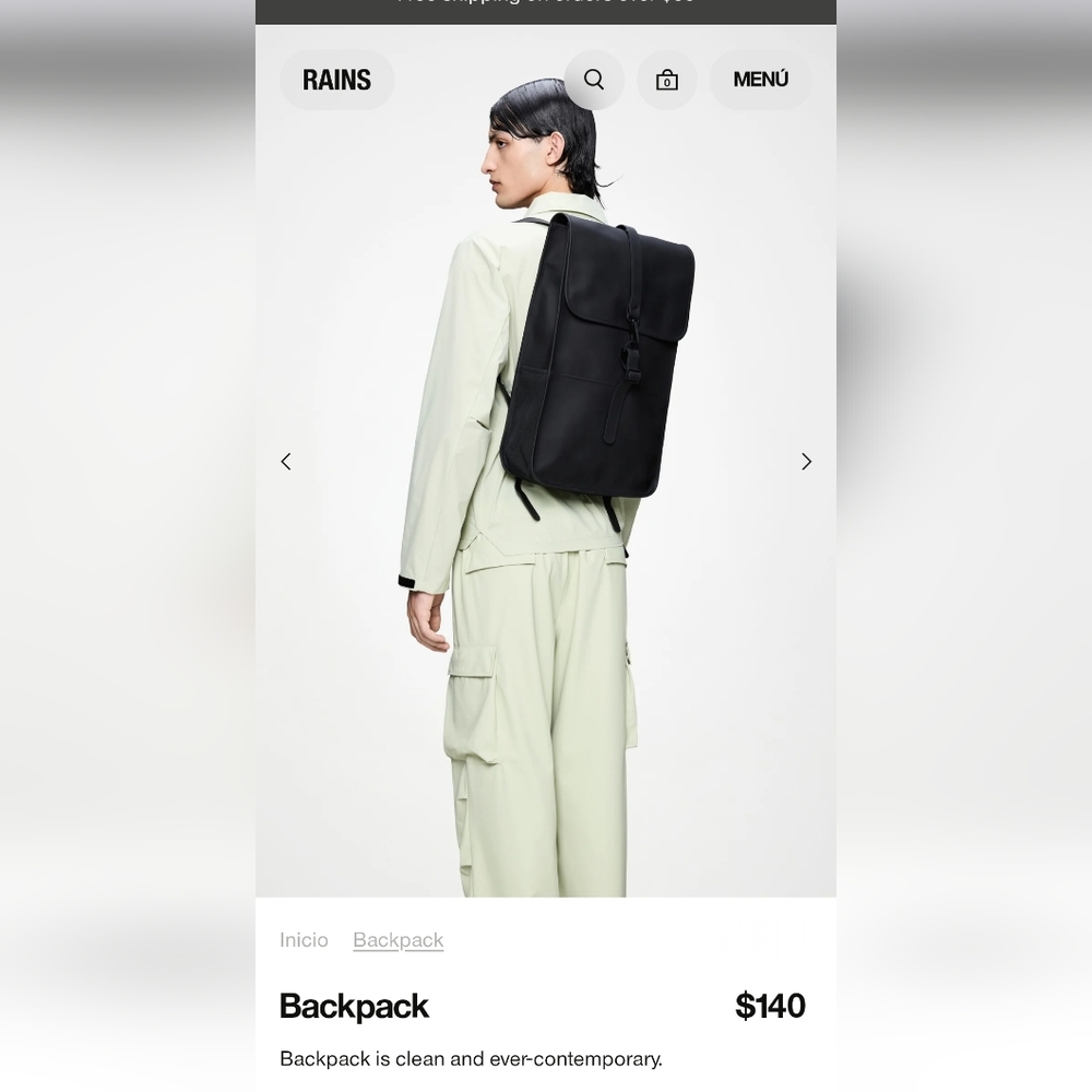 Rains Black Waterproof Unisexy Backpack